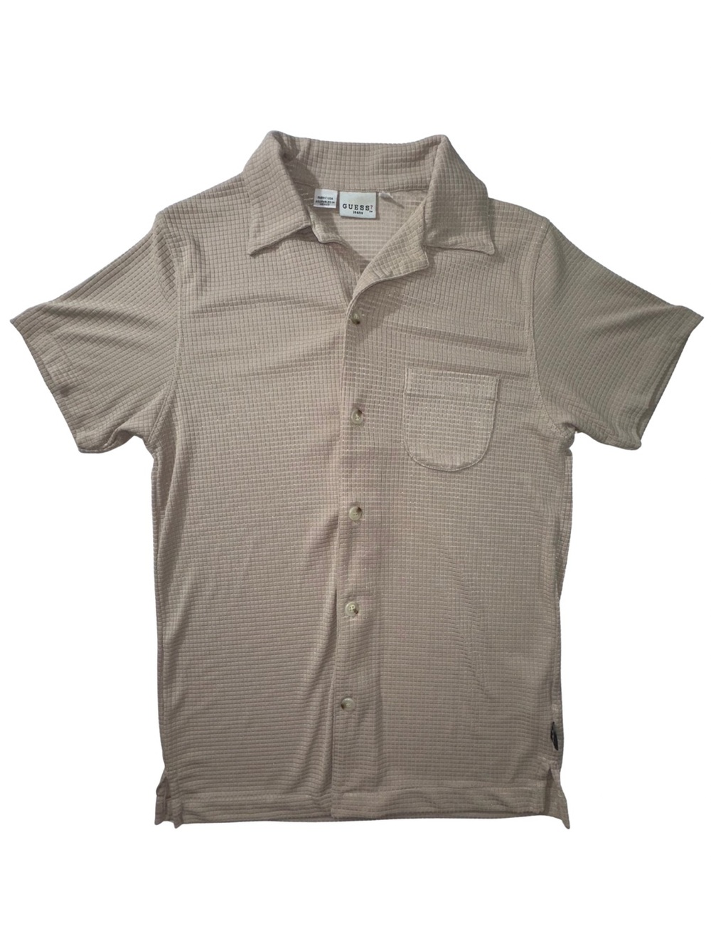 Vintage GUESS Jeans Men’s Medium Waffle Knit Camp Collar Button-Up Shirt